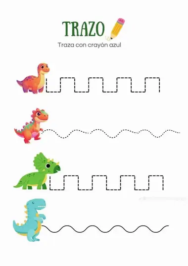 Actividad de primeros pasos: trazo con dinosaurios