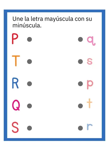 Actividad de preescolar: une mayúscula con minúscula