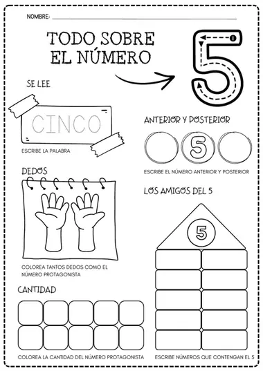 Actividad de preescolar: todo sobre el número 5