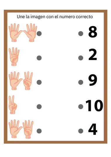 Actividad de preescolar: une la imagen con el número correcto